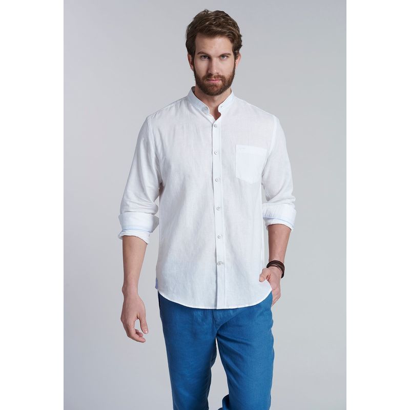 FEROUCH - Camisa Lino Cuello Mao  F Blanco Ferouch