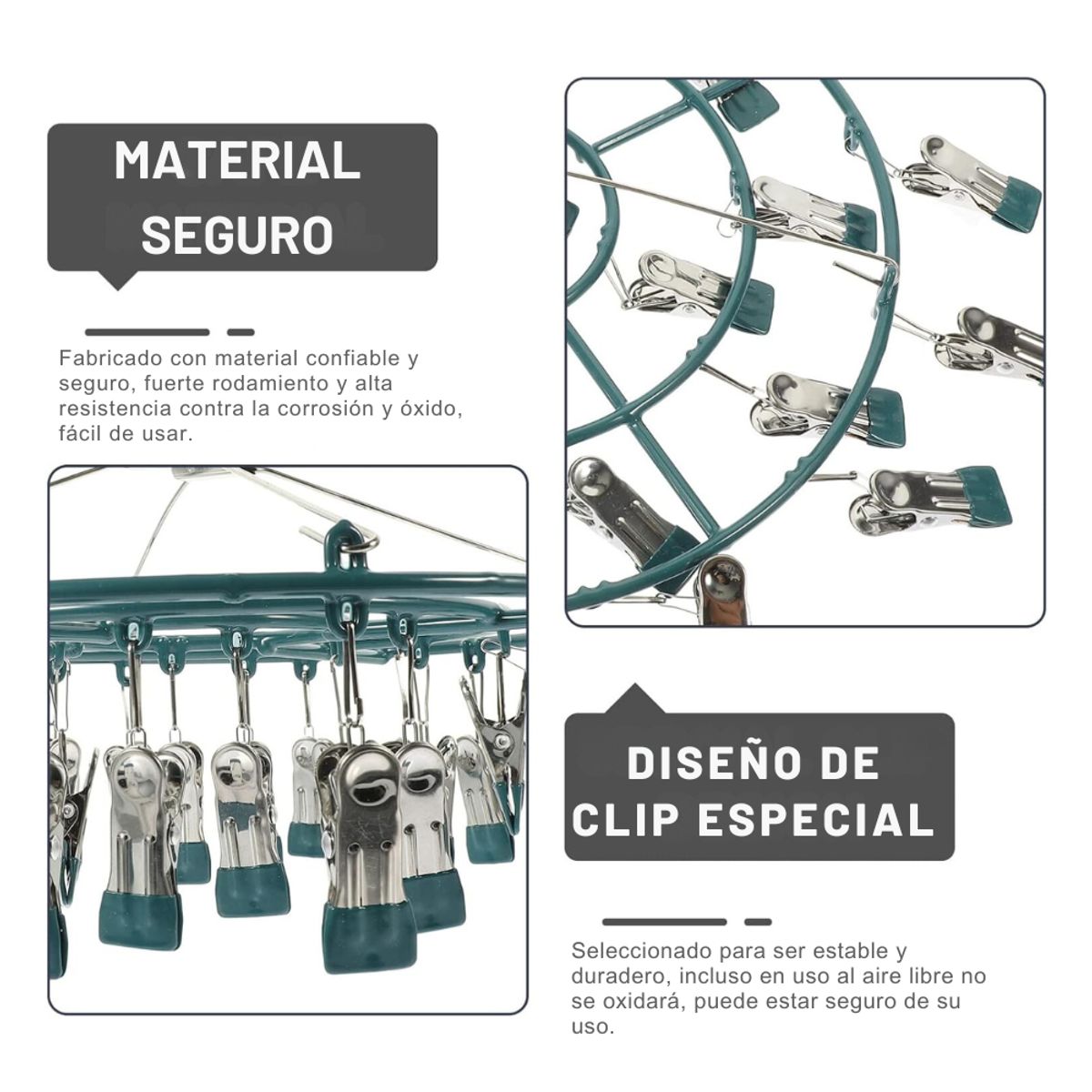 CRUSEC - Mini Tendedero Para Secar Calcetines Ropa Interior 24 Clips
