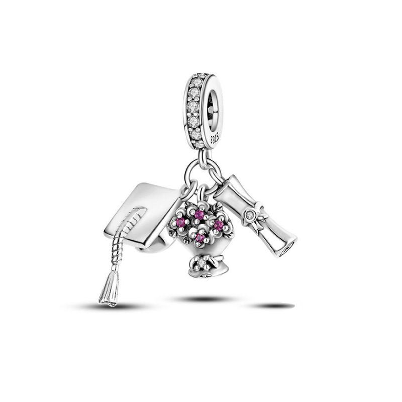 SILVER HEART - Charm Triple Motivo Graduación en Plata Fina 925 SILVER HEART