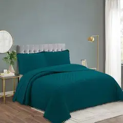 GENERICO - Cobertor de verano tipo Quilt KING 100% algodón- Turquesa