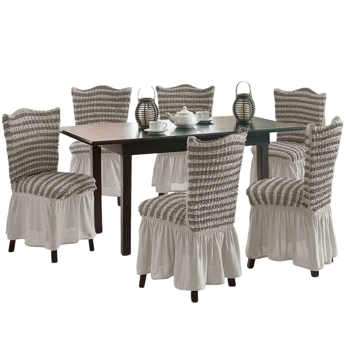 GENERICO - Pack 6 Fundas Sillas Turcas Diseño Lineal L7