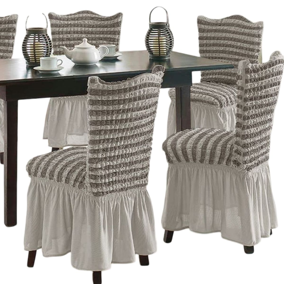 GENERICO - Pack 6 Fundas Sillas Turcas Diseño Lineal L7