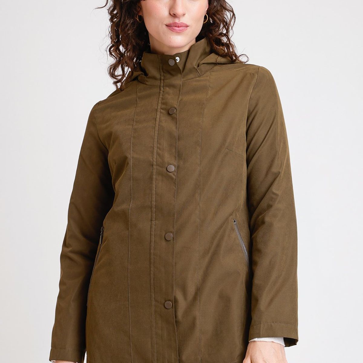CANADIENNE - Impermeable de Mujer Modelo Bao Color Verde Musgo