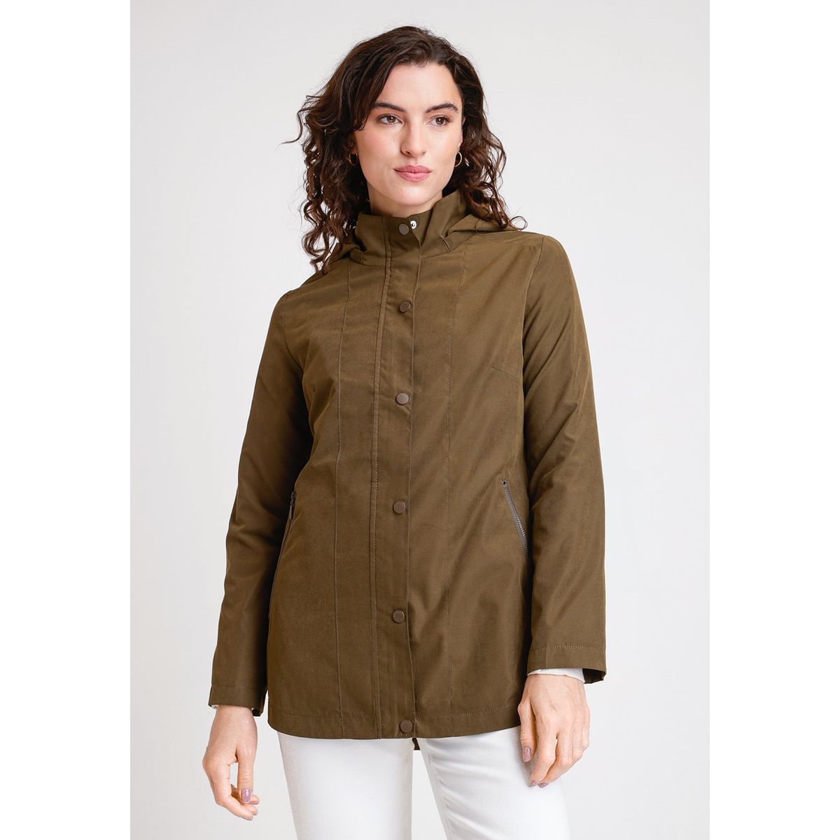 CANADIENNE - Impermeable de Mujer Modelo Bao Color Verde Musgo