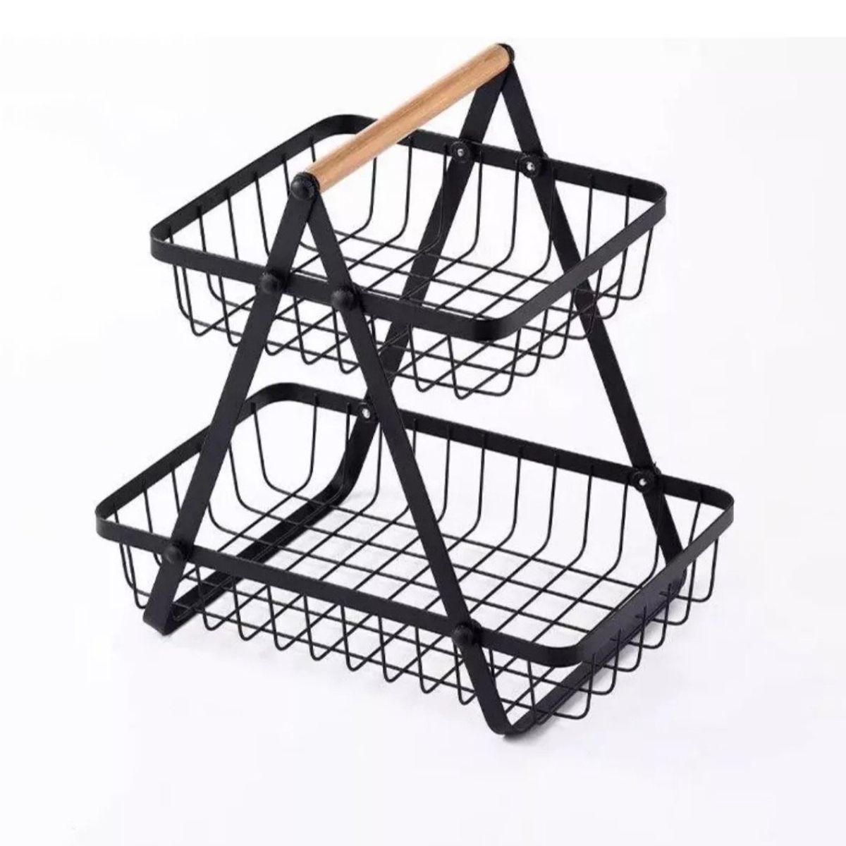 GENERICO - Frutero De Mesa Canasto Para Frutas Cocina Hogar 2 Niveles Color Negro