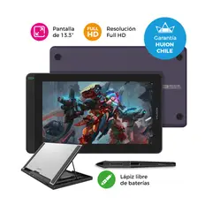 HUION - Tableta Gráfica Monitor Kamvas 13 Purple -Incluye Stand y Guante