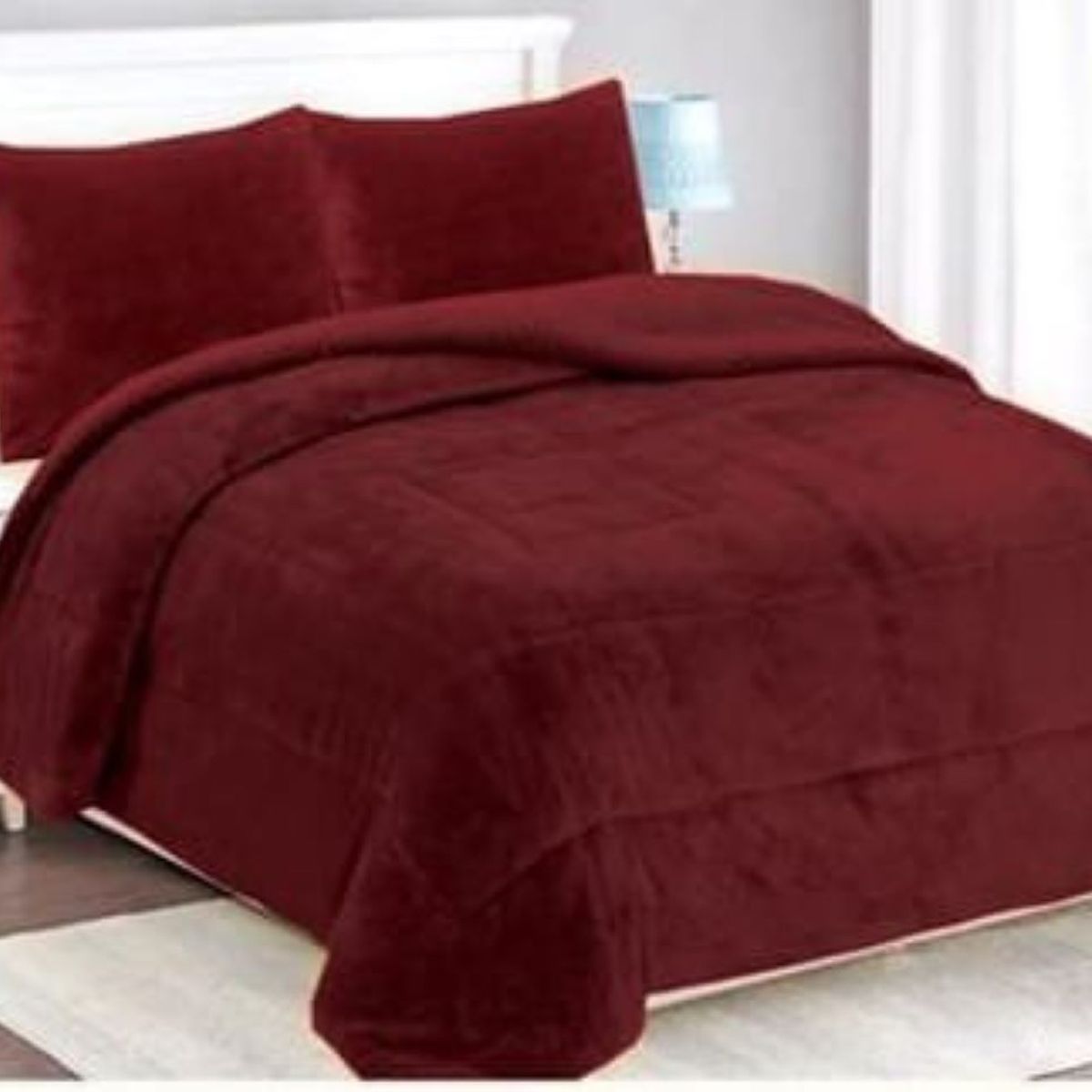 GENERICO - COBERTOR POLAR CON CHIPORRO 1.5 PLAZAS FY DISEÑO UNICOLOR BURDEO