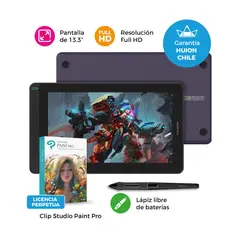 HUION - Tableta Gráfica Monitor Kamvas 13 Purple - Incluye Software