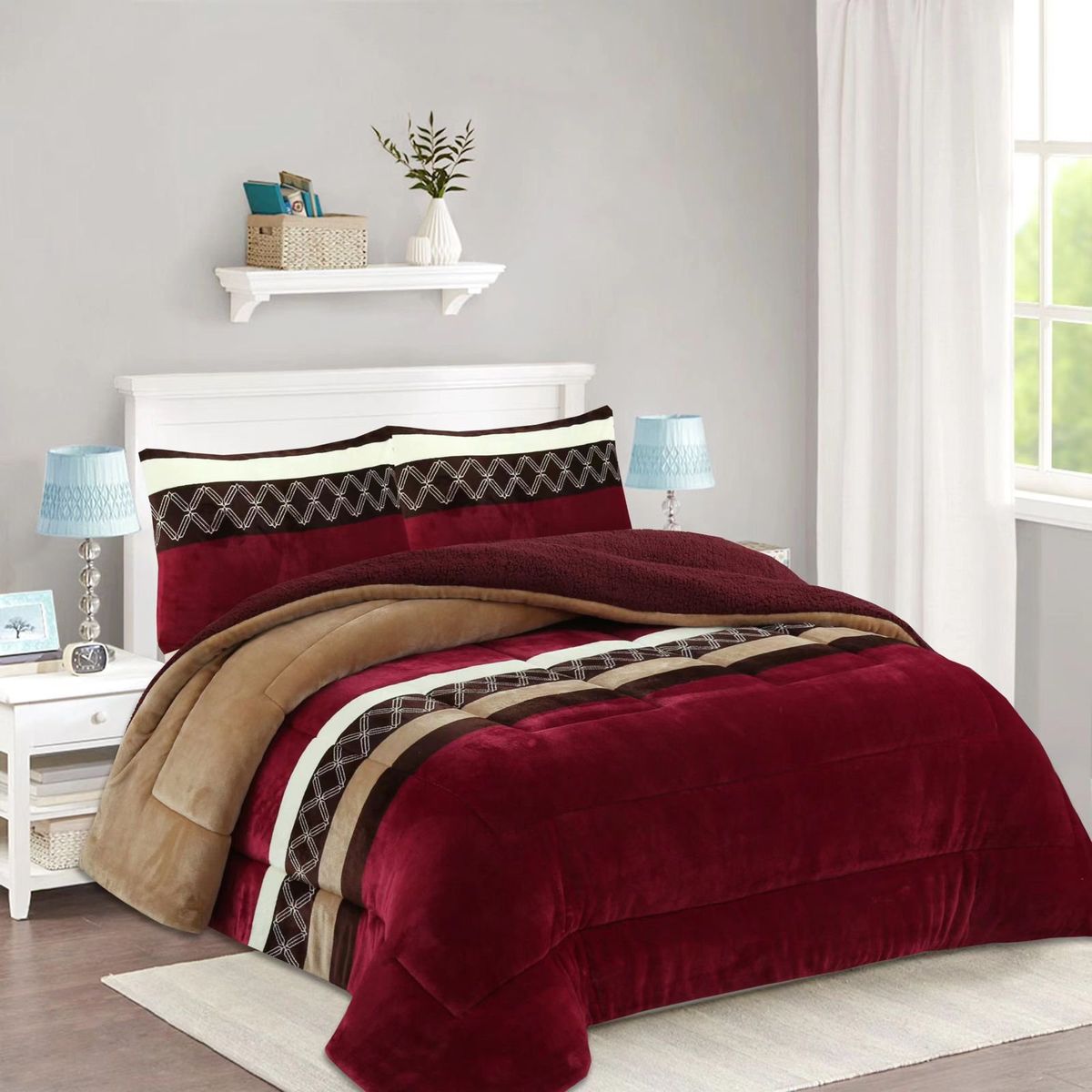 GENERICO - COBERTOR POLAR CON CHIPORRO 2 PLAZAS FY DISEÑO BURDEO CAFE