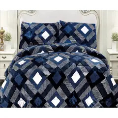 GENERICO - COBERTOR POLAR CON CHIPORRO 2 PLAZAS FY DISEÑO GEOMETRICO AZUL