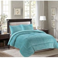 COBERTOR POLAR CON CHIPORRO KING FY DISEÑO UNICOLOR CELESTE