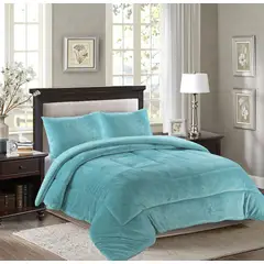 GENERICO - COBERTOR POLAR CON CHIPORRO KING FY DISEÑO UNICOLOR CELESTE