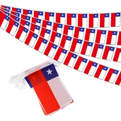 GENERICO - Guirnalda de Bandera Chilena Tela 7 metros largo.