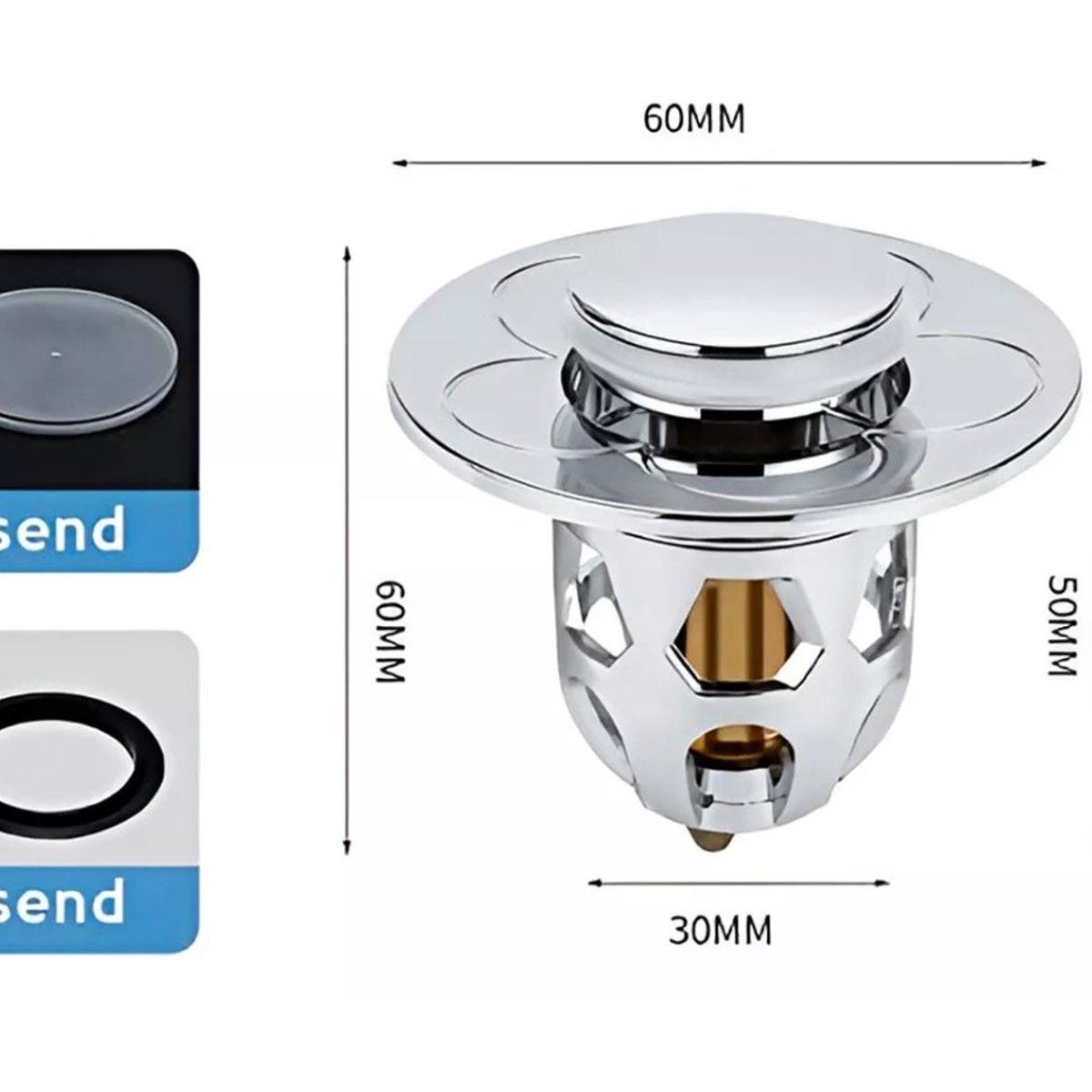 GENERICO - Tapón Pop Up Válvula Desagüe Universal Lavamanos Ducha