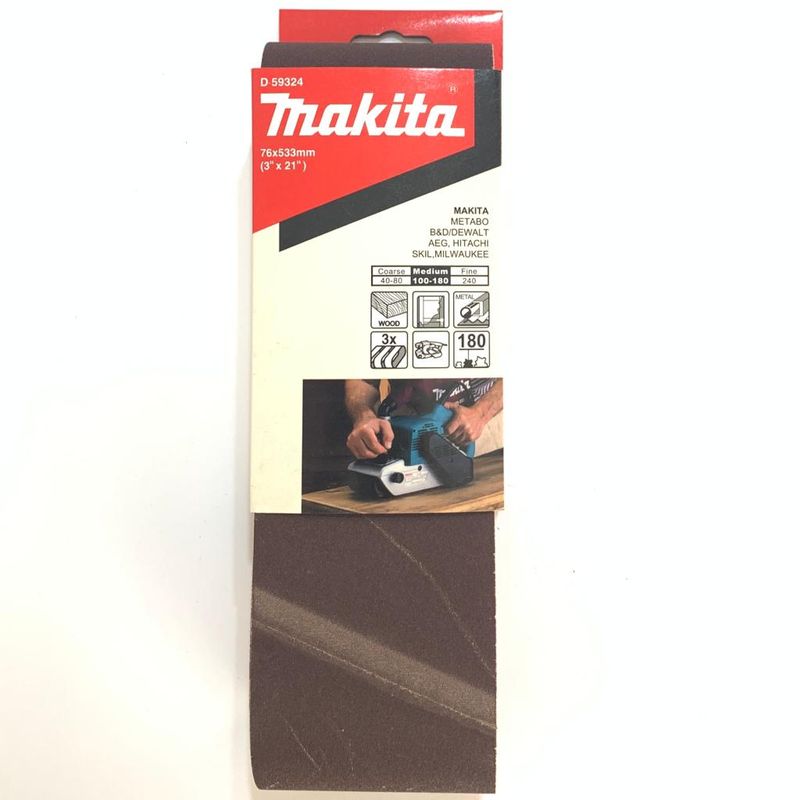 MAKITA - Lija de banda 76x533 mm 3 piezas Grano 180 Makita D-59324