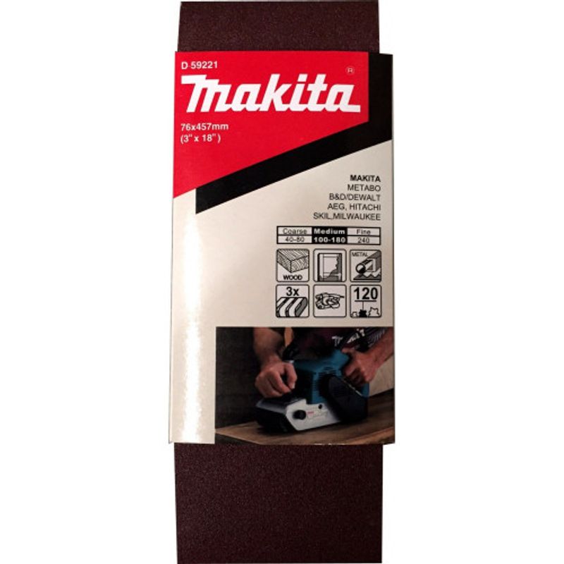 MAKITA - Lijas Banda (3 Unid) 76x457mm Grano 120 Makita D-59221