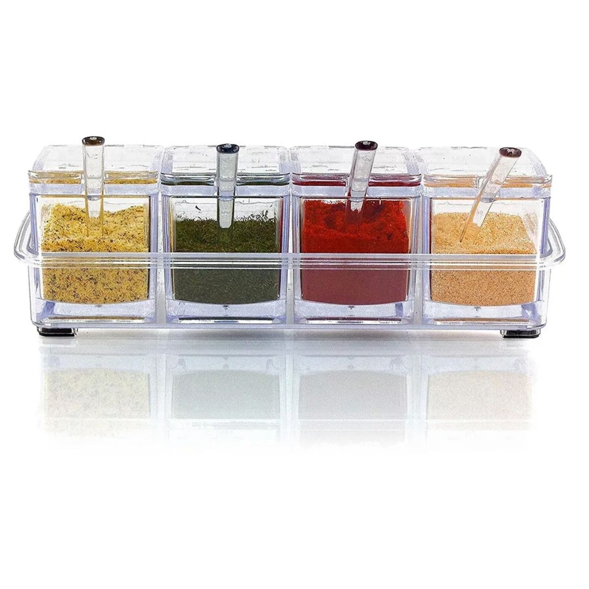 GENERICO - Caja Organizador Condimentos De 4 Piezas / Condimentero Acrilico