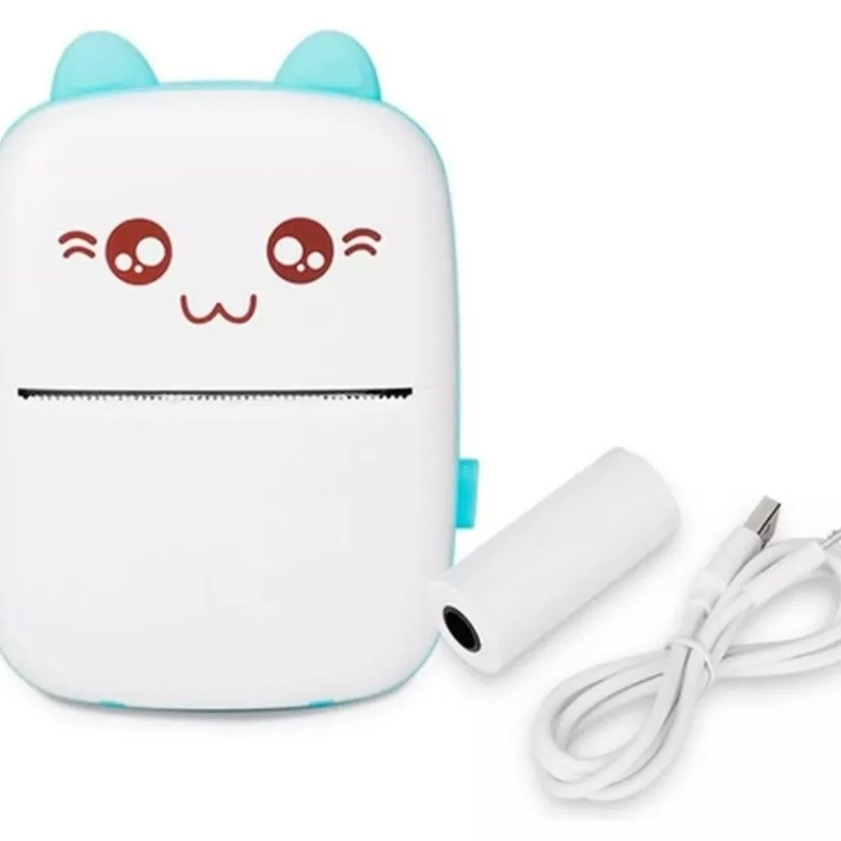 GENERICO - Mini Impresora Térmica Portátil Bluetooth Gatito + 1 Rollo
