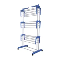 GENERICO - Tendedero Colgador De Ropa Perchero Plegable De 3 Niveles Azul