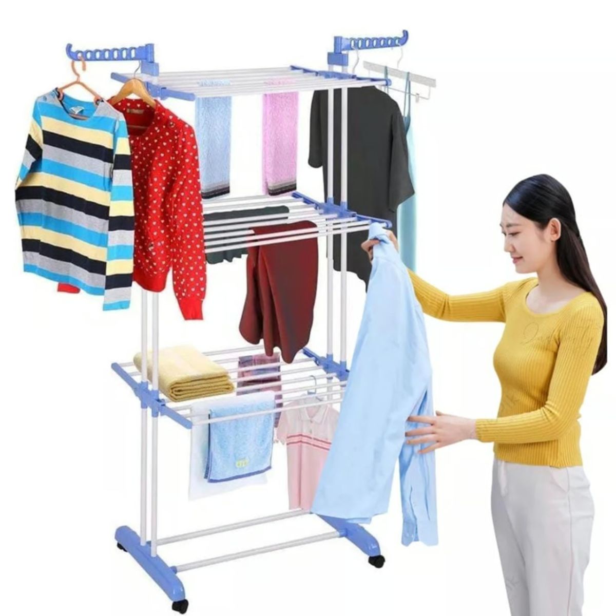 GENERICO - Tendedero Colgador de Ropa Plegable 3 Niveles