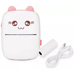GENERICO - Mini Impresora Térmica Portátil Bluetooth Gatito + 1 Rollo