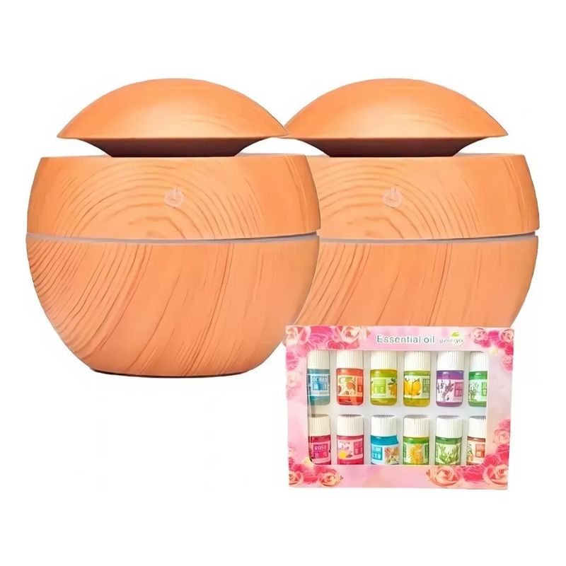 GENERICO - Pack 2 Humidificador Aromatizador Usb 7 Led + 12 Esencias
