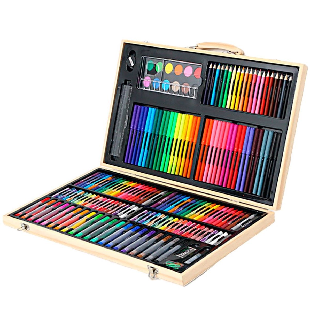 GENERICO - Maleta De Madera 180 Lápices Crayones Acuarela