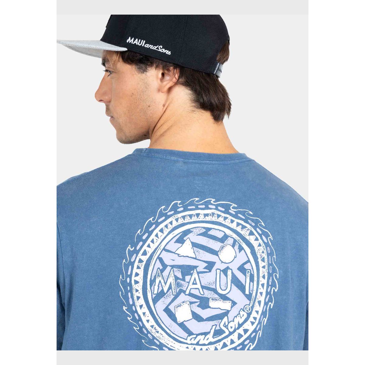 MAUI AND SONS - Polera MC Retro Palms Azul Hombre Maui And Sons