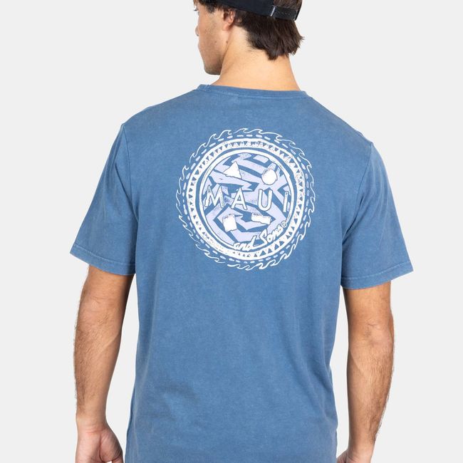 MAUI AND SONS - Polera MC Retro Palms Azul Hombre Maui And Sons