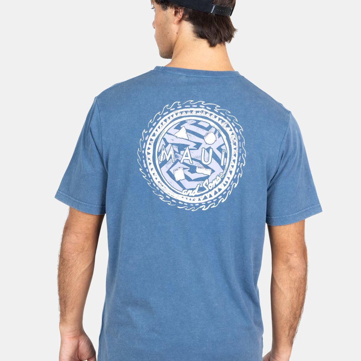 MAUI AND SONS - Polera MC Retro Palms Azul Hombre Maui And Sons