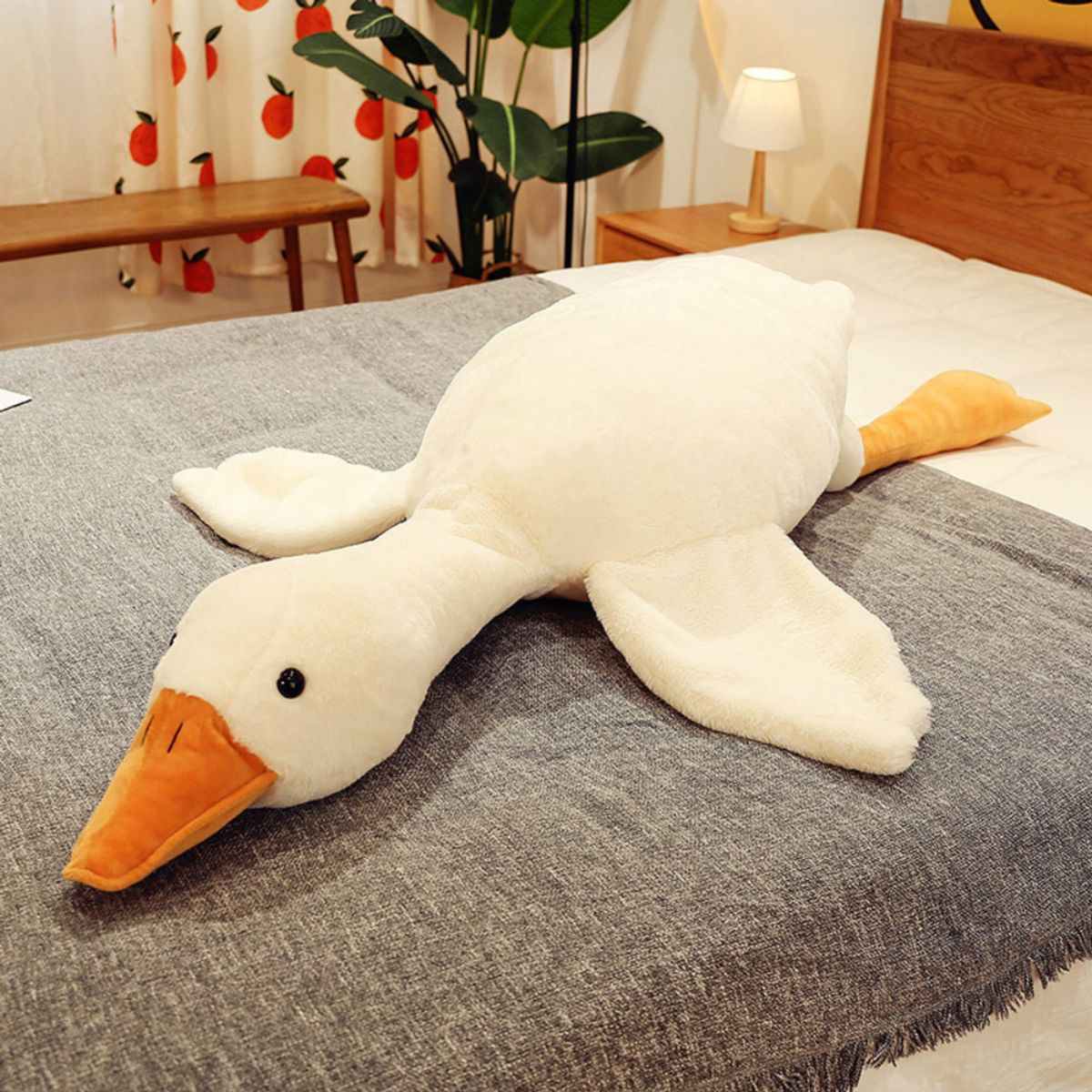 CRUSEC - Peluche Ganso De Felpa Kawaii Almohada Gigante Suave 160cm