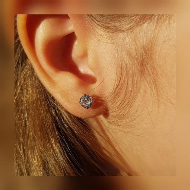 ELBAULDEJUMA - Aro punto luz zirconio circular blanco 5mm seguridad hipoalergénico