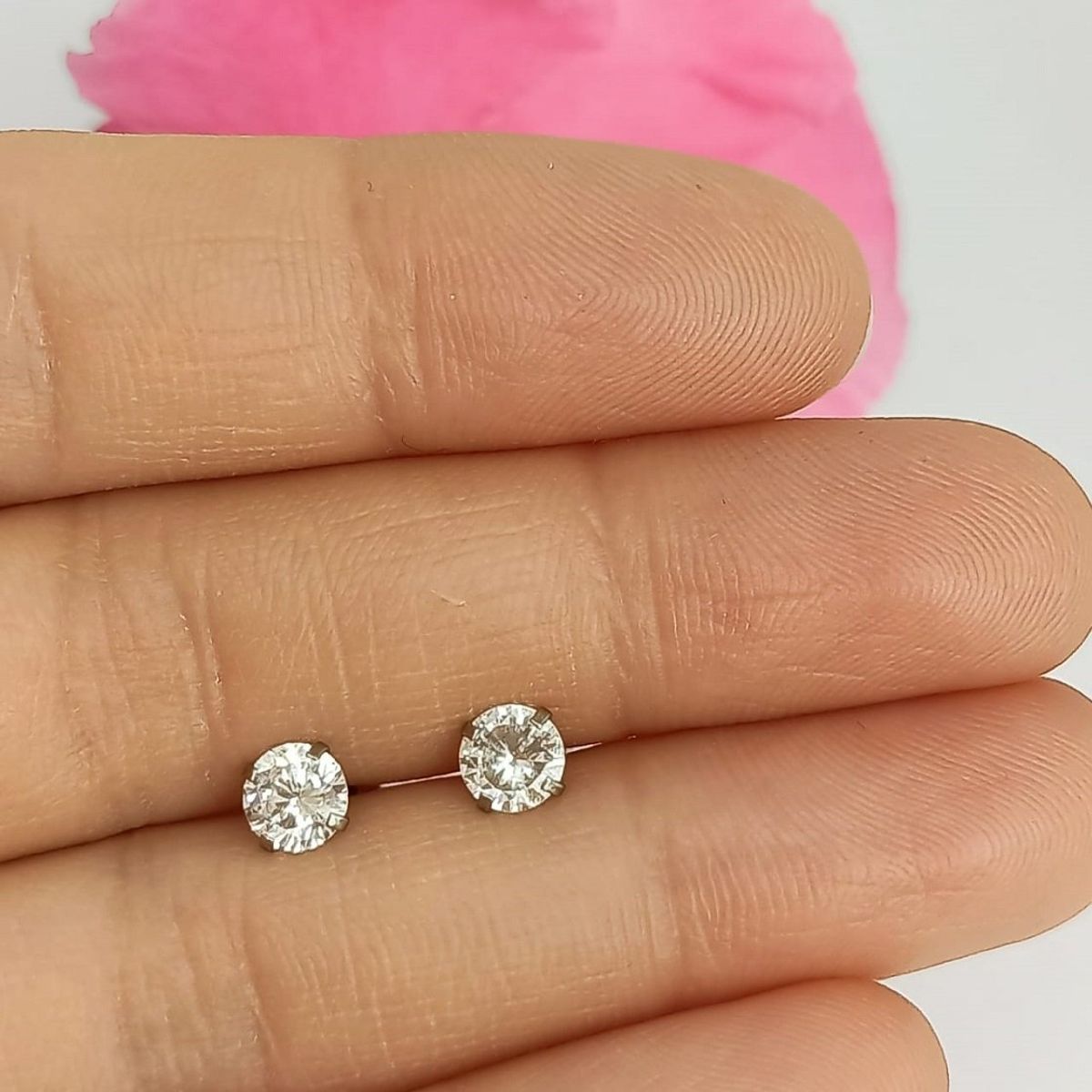 ELBAULDEJUMA - Aro punto luz zirconio circular blanco 5mm seguridad hipoalergénico