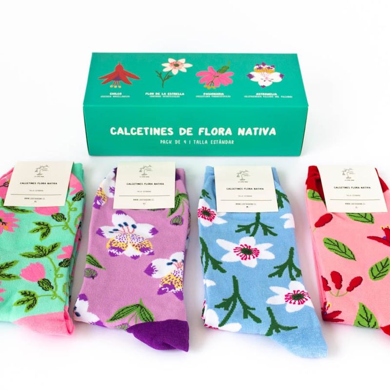 LA OTRA ROMI - Pack 4 Calcetines Flora Nativa La Otra Romi Mujer Algodón