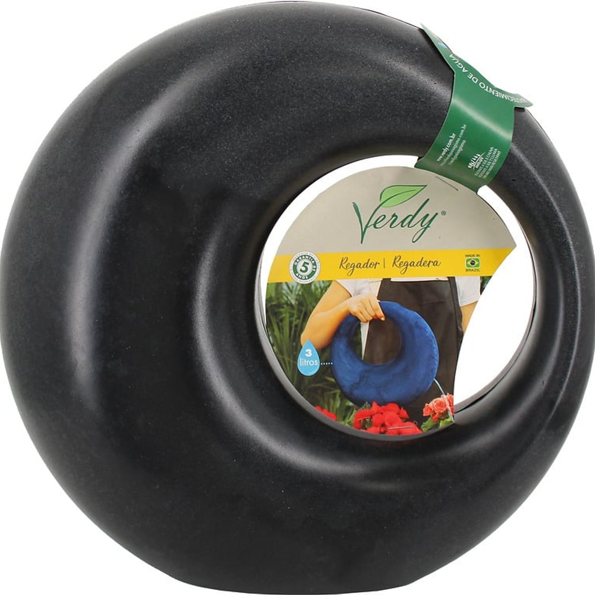 VERDY - Regadera decorativa Circular 2,5 Lts Negro Efecto Marmoleado