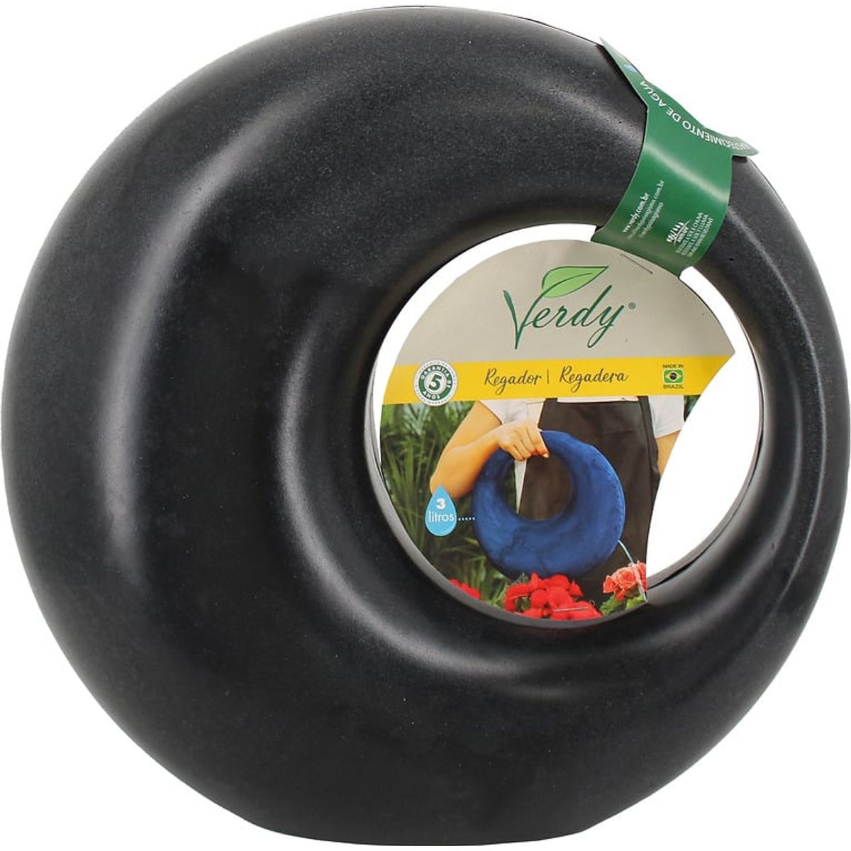 VERDY - Regadera decorativa Circular 2,5 Lts Negro Efecto Marmoleado