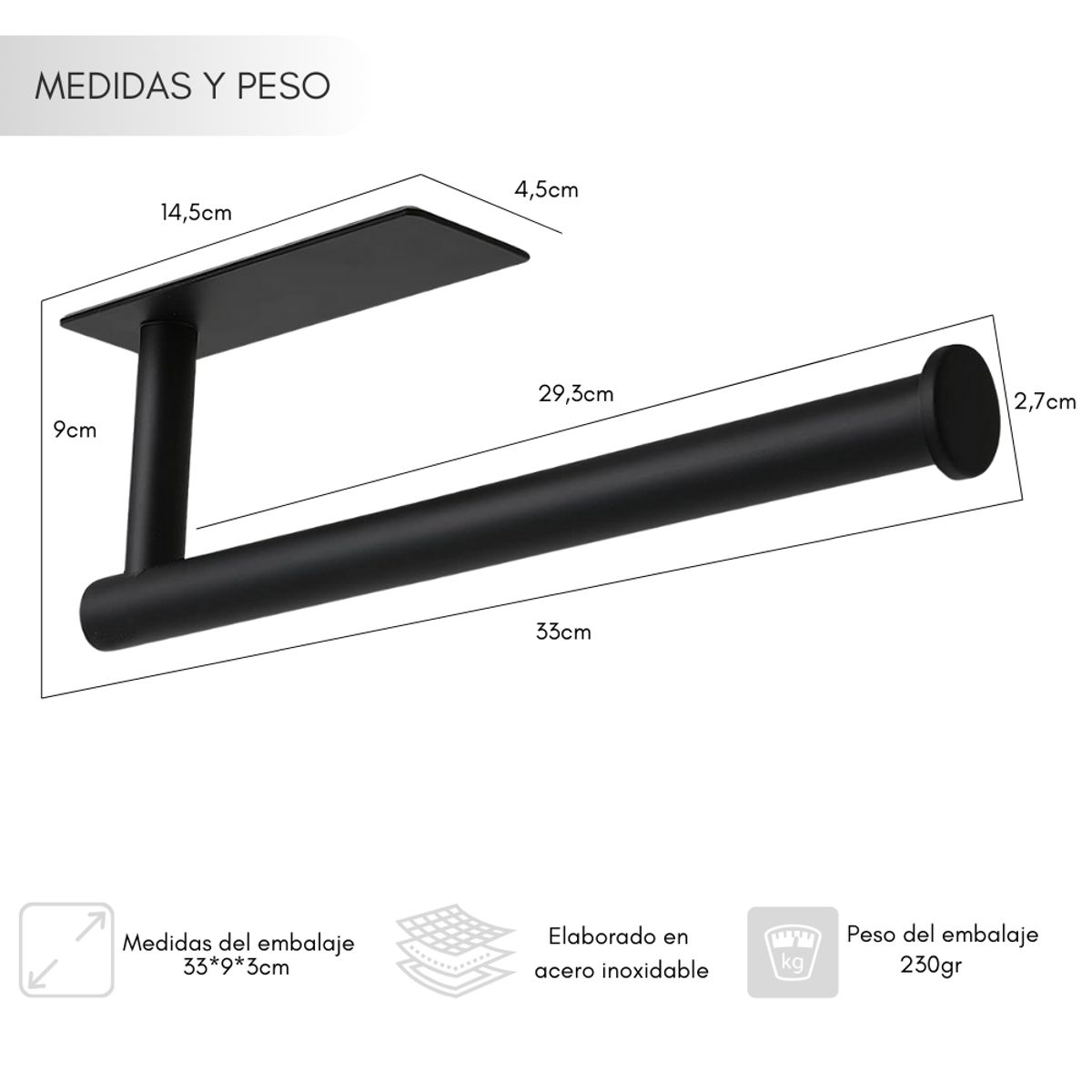 GENERICO - Porta Nova Rollo Papel Metal Toalla Mano Absorbente Cocina