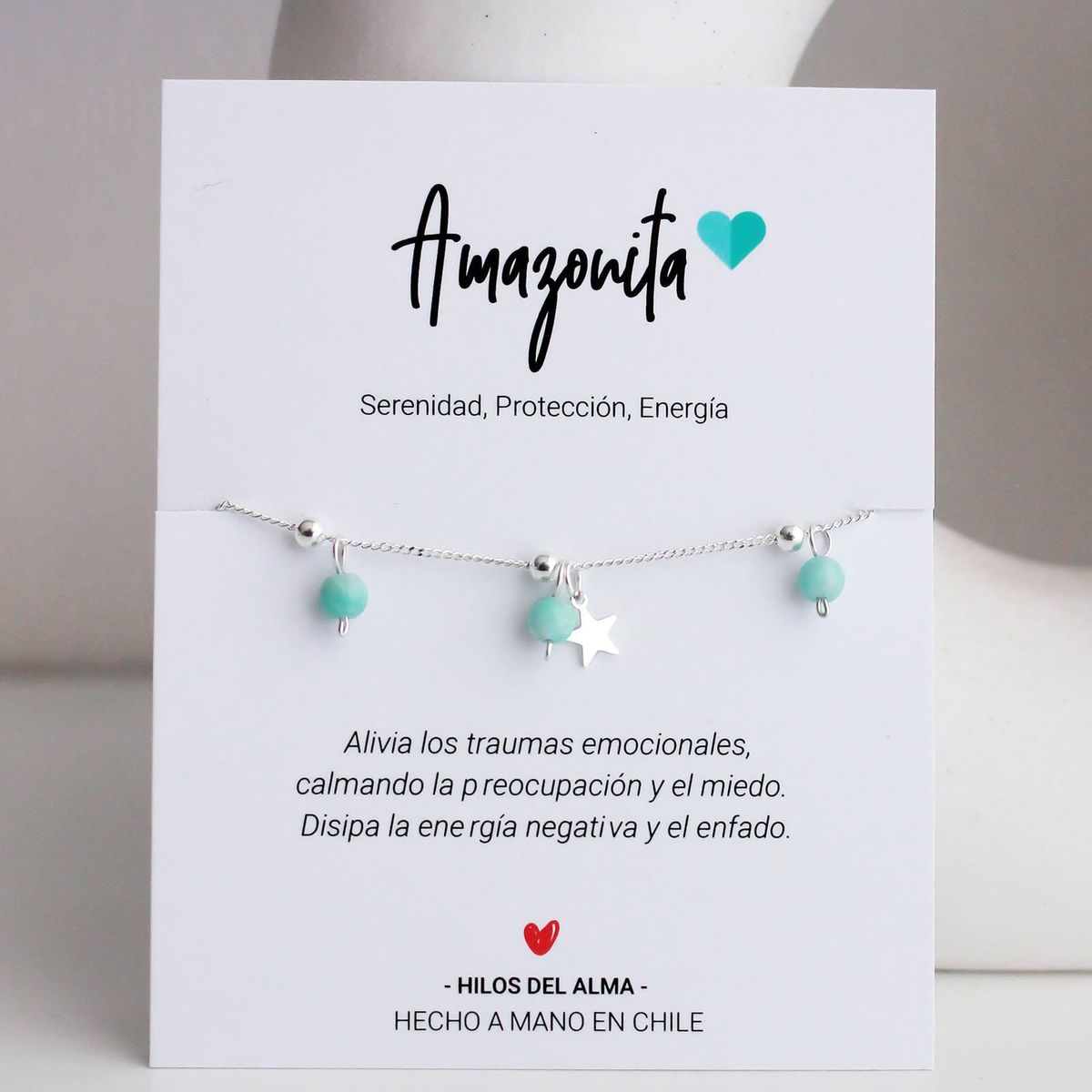 GENERICO - Pulsera de plata 925 con piedra natural amazonita