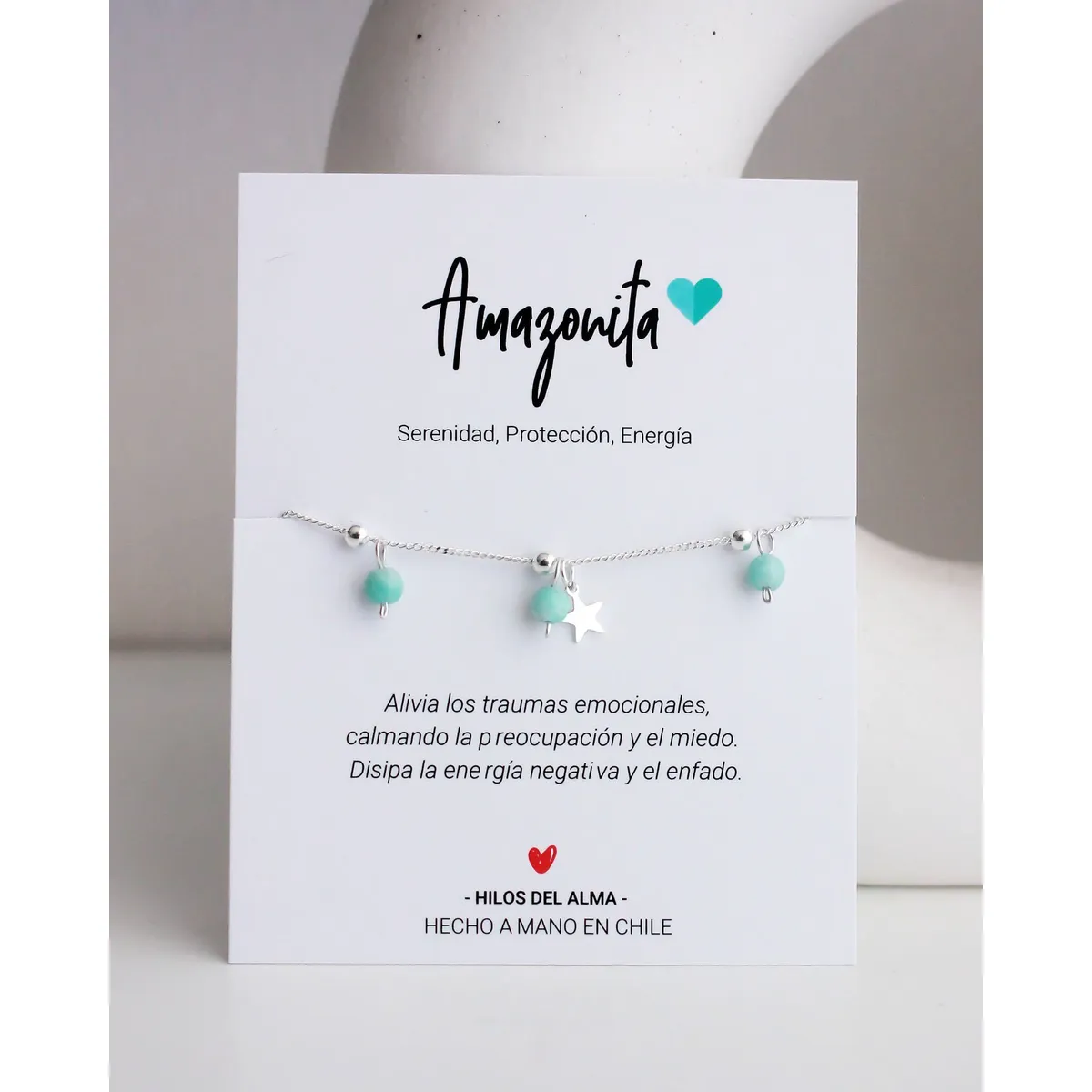 GENERICO - Pulsera de plata 925 con piedra natural amazonita