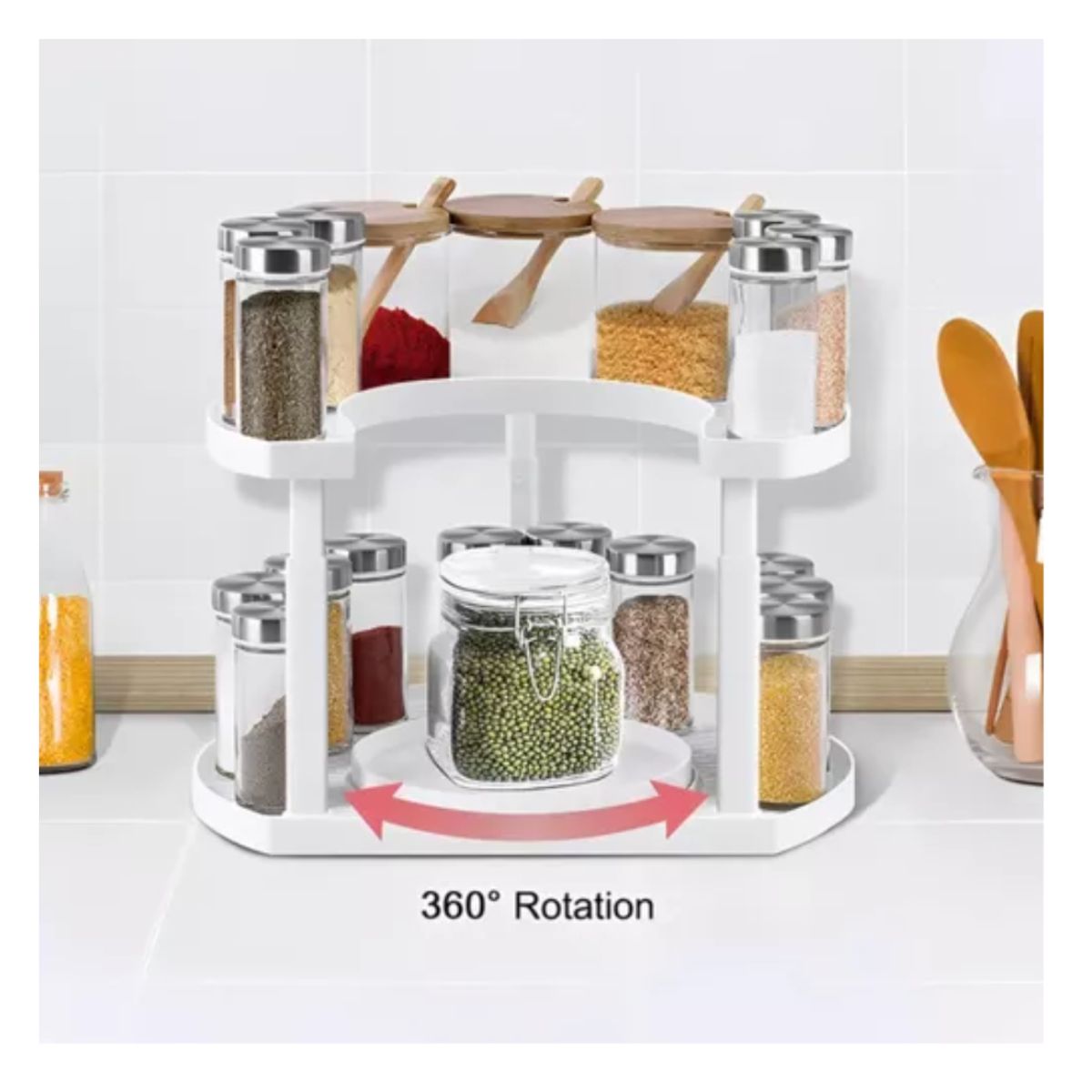 GENERICO - Organizador Condimentos Multifuncional Giratorio 2 Niveles