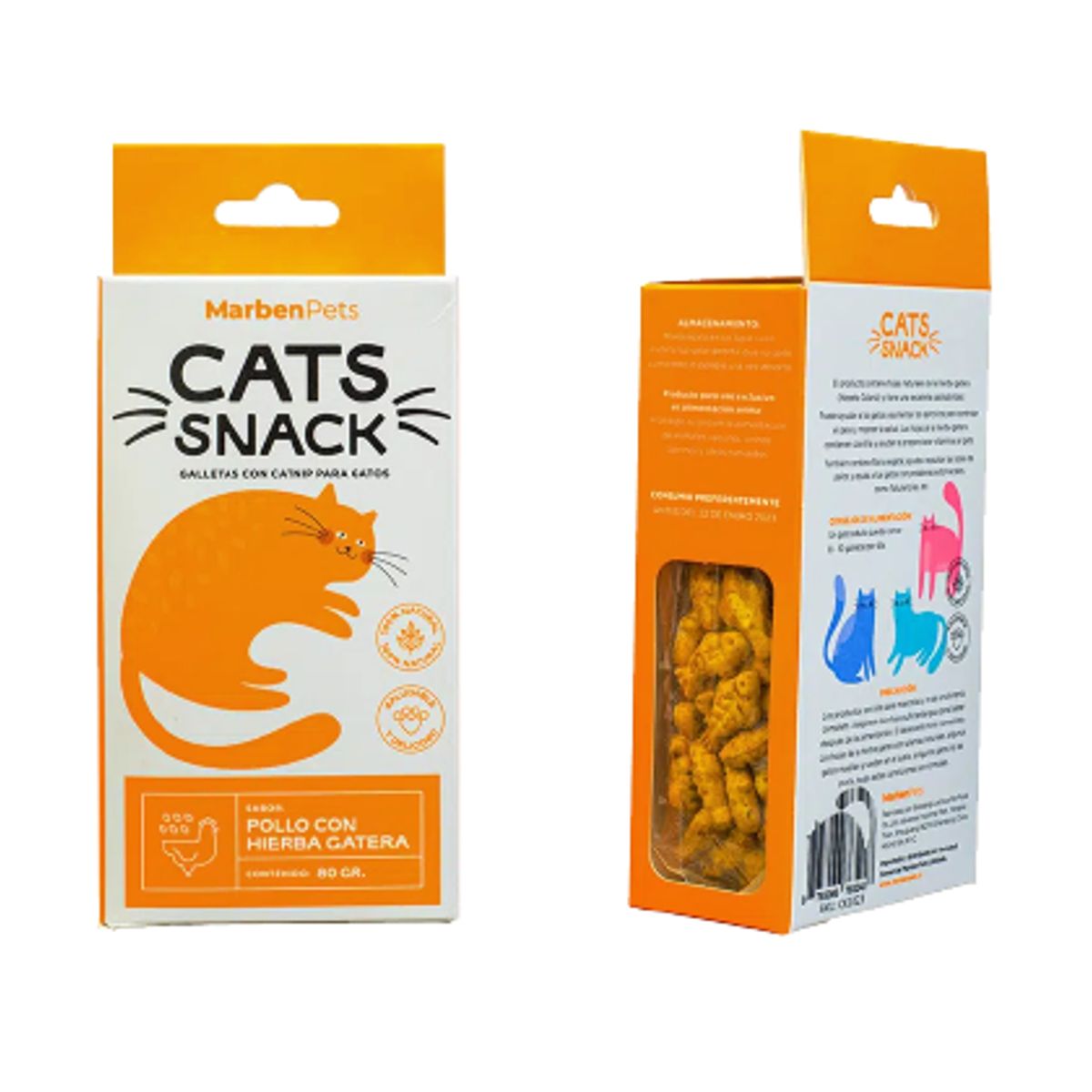 MARBEN PETS - CATS SNACK GALLETAS GATO CON CATNIP, PACK x 4 CAJAS