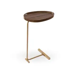SANTU HOME & DECO - Mesa Lateral de Pedestal Negro Estilo Marmol Multiuso
