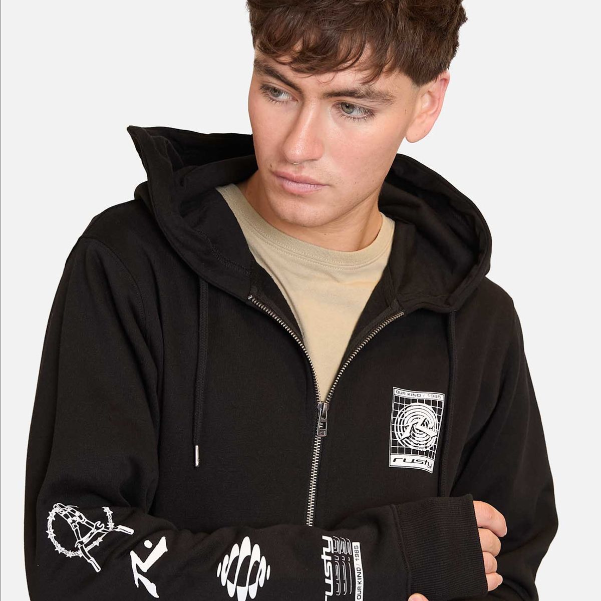 RUSTY - Poleron FZ Our Kind Surf Gris Hombre Rusty