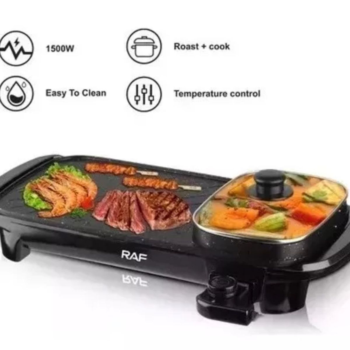 GENERICO - Plancha parrillera electrica con Sarten 1500w