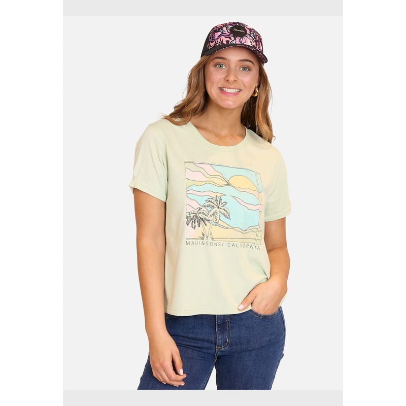 MAUI AND SONS - Polera MC California Summer Verde Mujer Maui And Sons