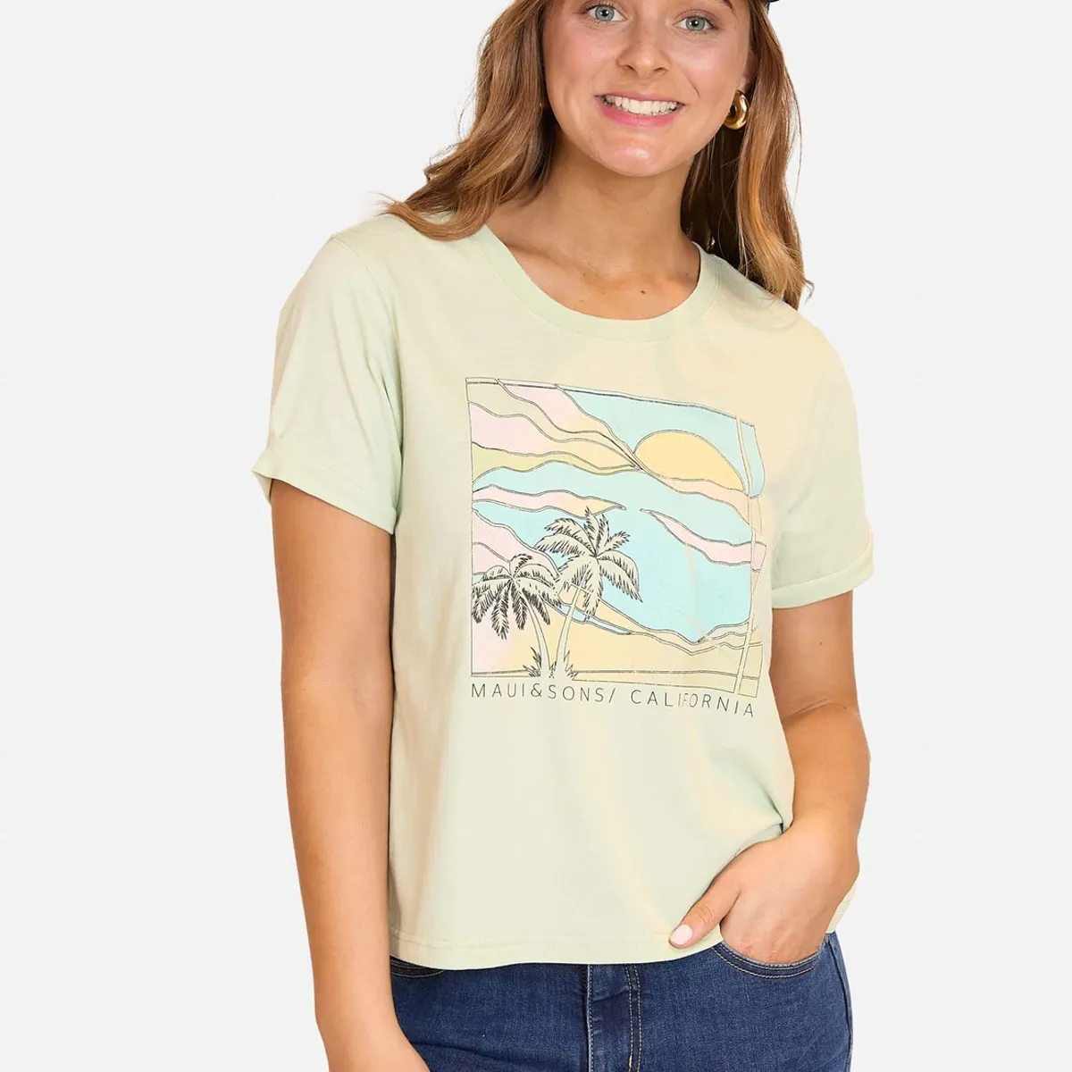MAUI AND SONS - Polera MC California Summer Verde Mujer Maui And Sons