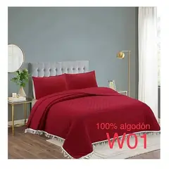 GENERICO - Cubrecama - Cobertor de algodon tipo Quilt King Burdeo