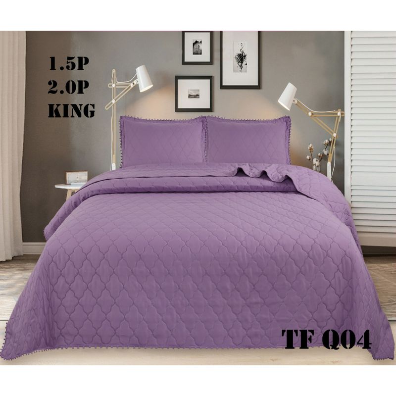 GENERICO - Cubrecama - Cobertor de algodon tipo Quilt King Lila