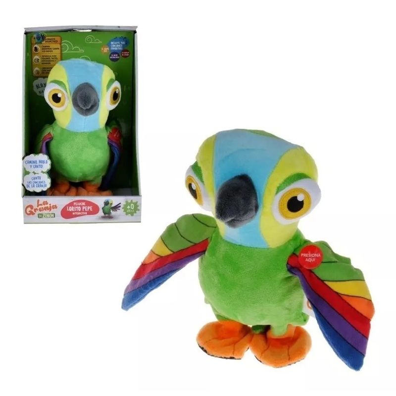 GENERICO - Peluche La Granja De Zenon Lorito Pepe 20 Cm 5 Canciones