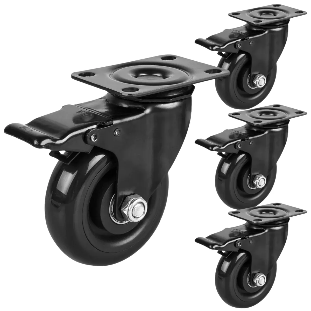 DICAS - Ruedas Para Muebles Giratorias Con Freno 3 Pulgadas Set De 4